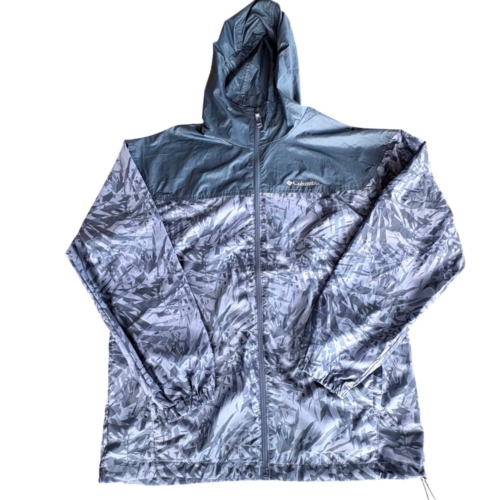 Columbia Mens Flash Forward Windbreaker Jacket Blue Geometric Print Sz L Outdoor